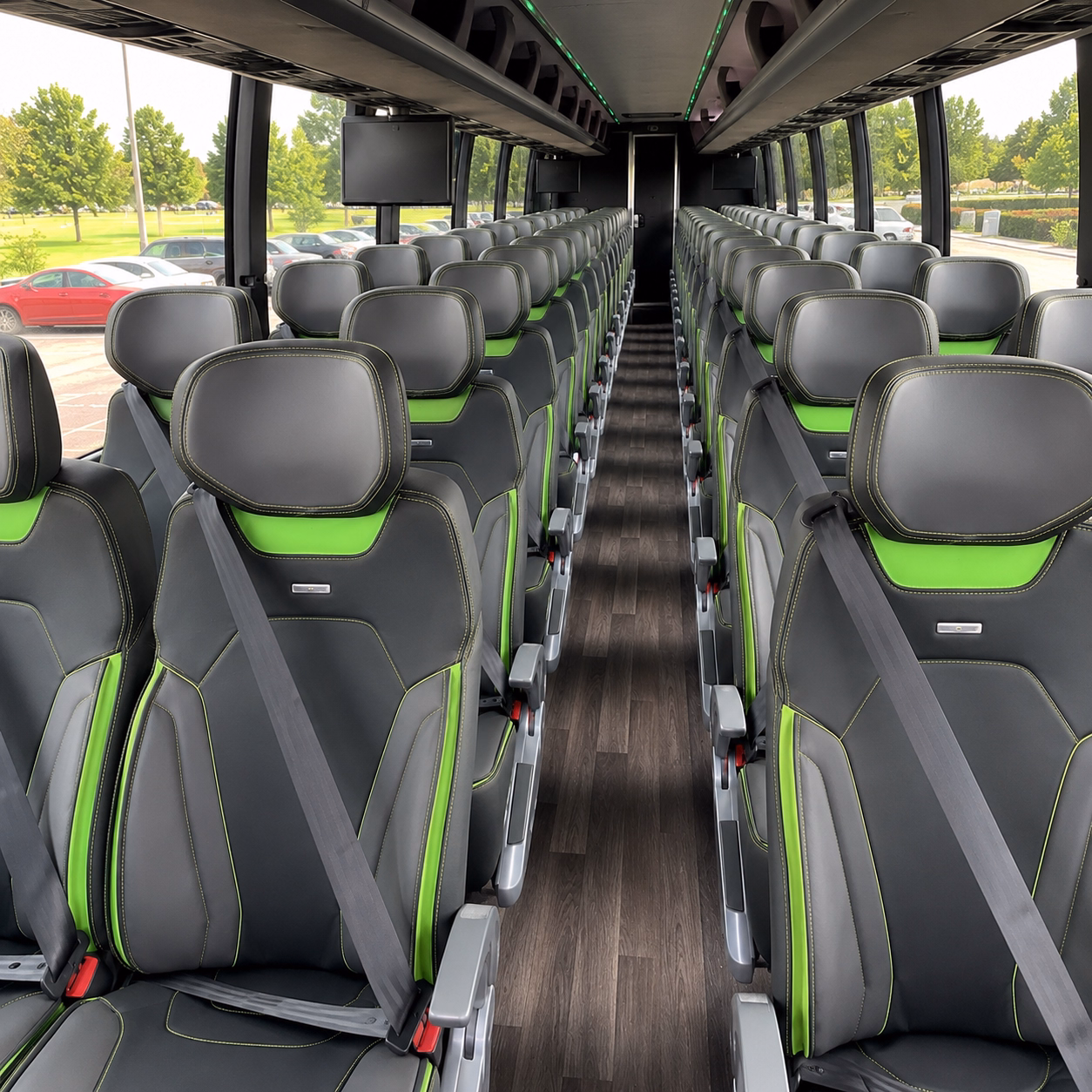 bloomington charter bus rental interior
