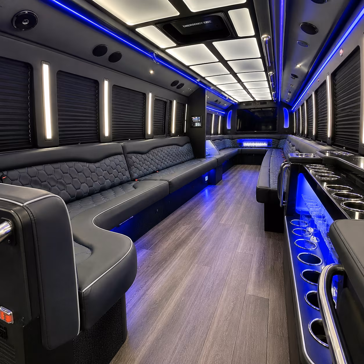 bloomington party bus rental interior